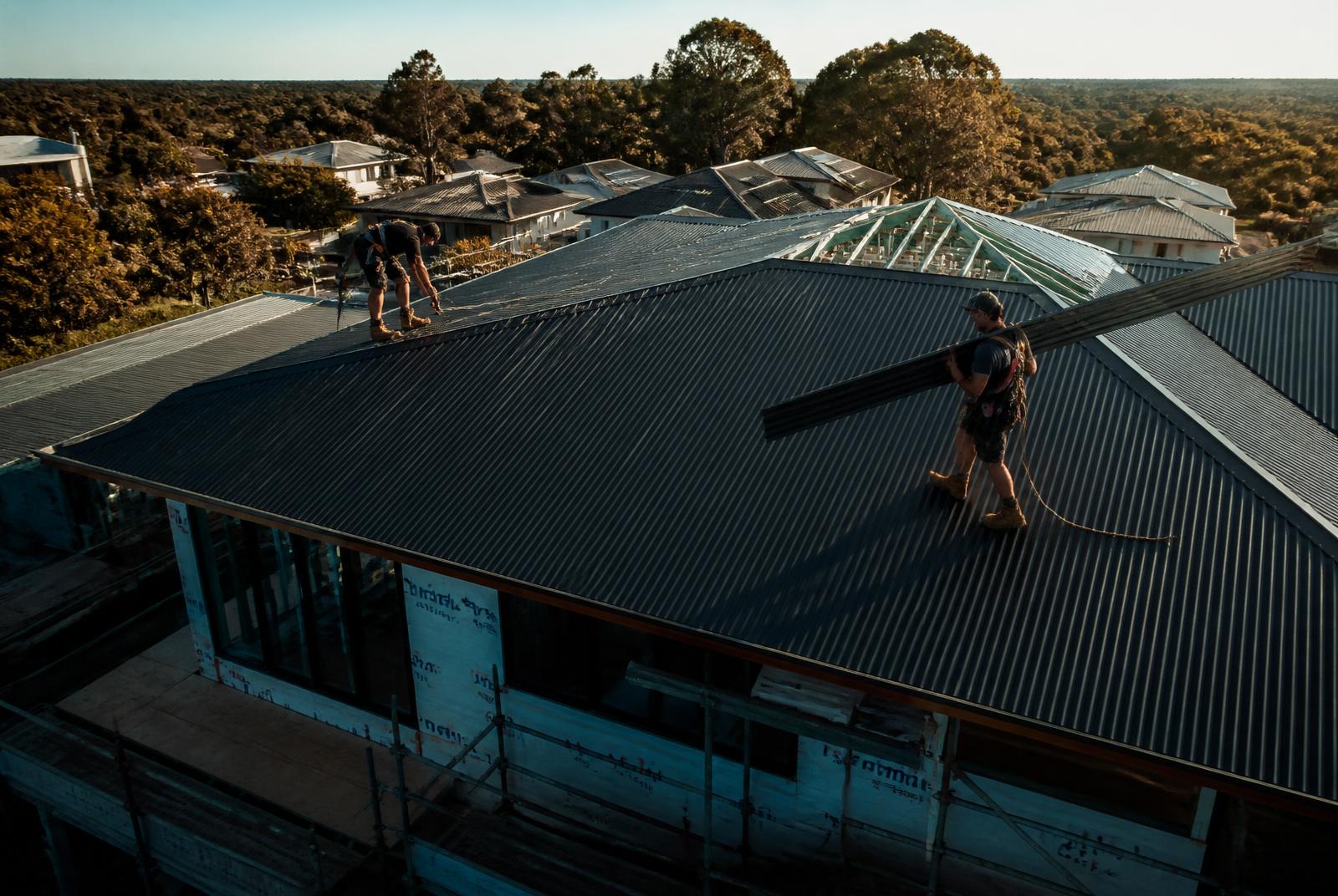 Roofers at work